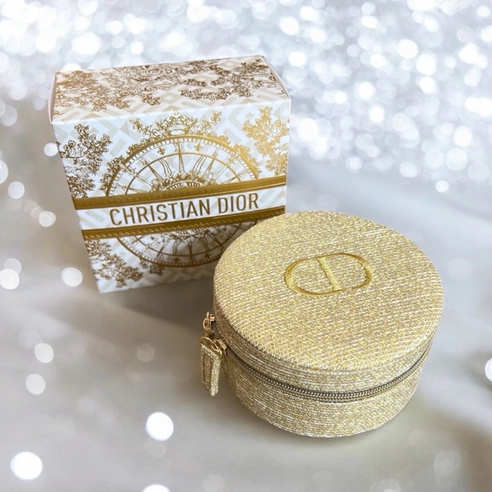 Brand New Gold Shimmer Christian Dior Beauty Travel Jewelry Case